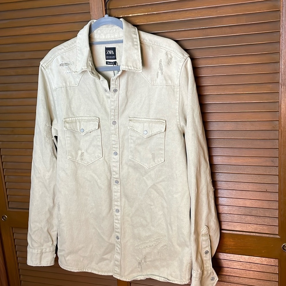 NWOT Men’s Cotton Distressed Jacket
